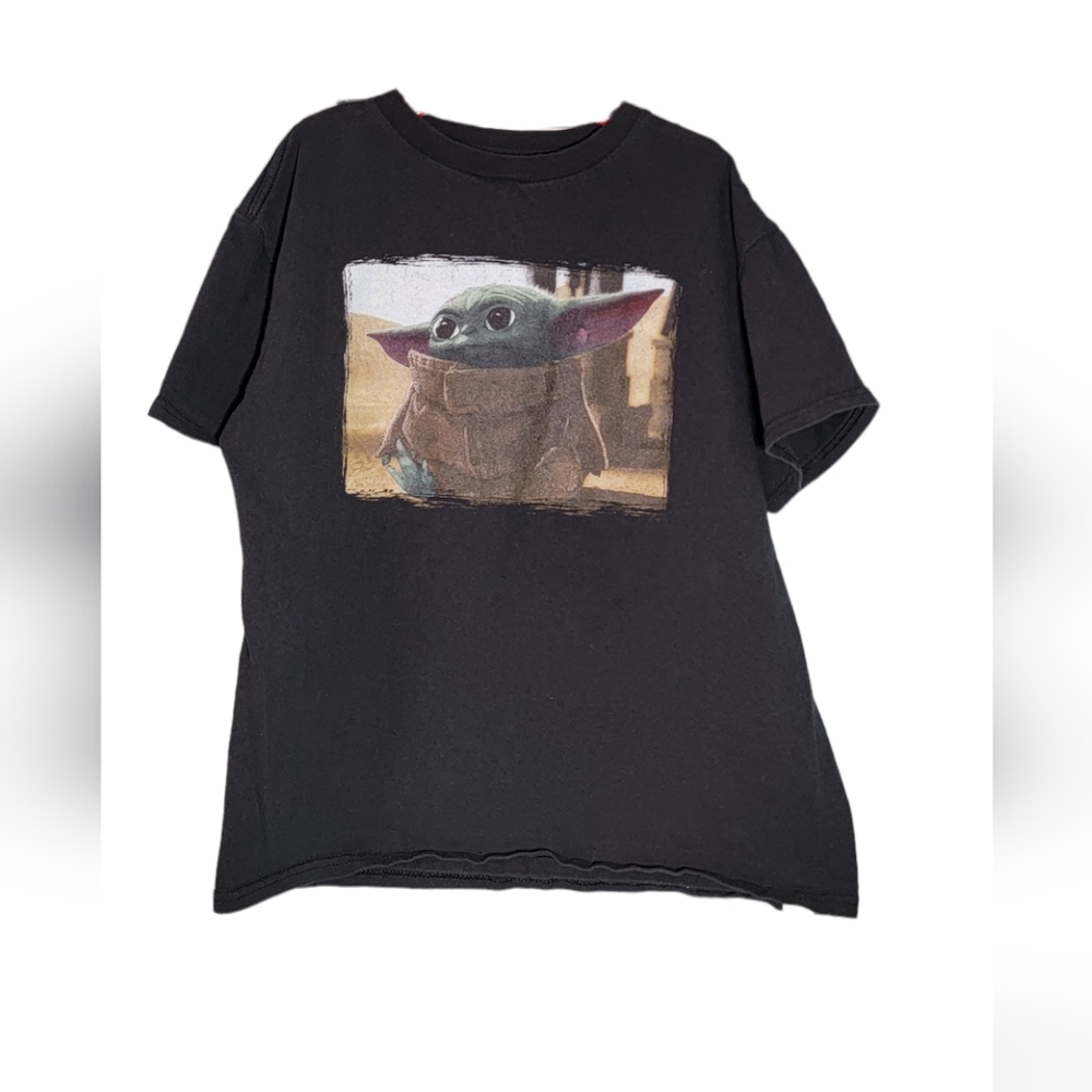 The Mandalorian Baby Yoda Grogu Black Tee Shirt Kid Size 10/12